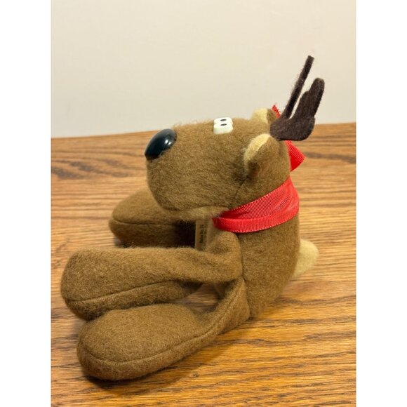 Hallmark Plush Beanbag Rodney Reindeer Stuffed Toy Red Bow Christmas Decor - Picture 2 of 11